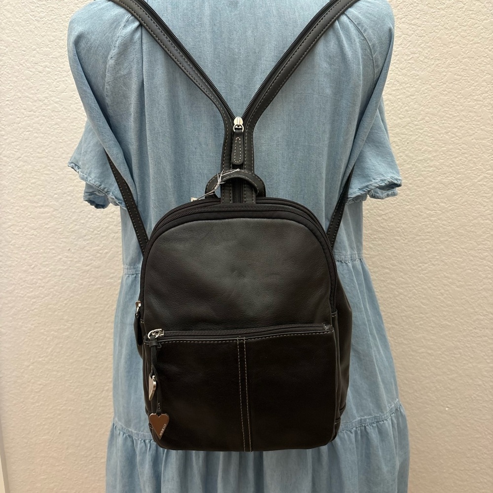 Vintage 1990s Leather Aurielle Black Mini Backpack NWT